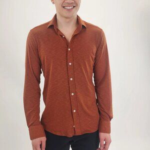 Jakamen Rust Knit Long Sleeve Button Up Shirt